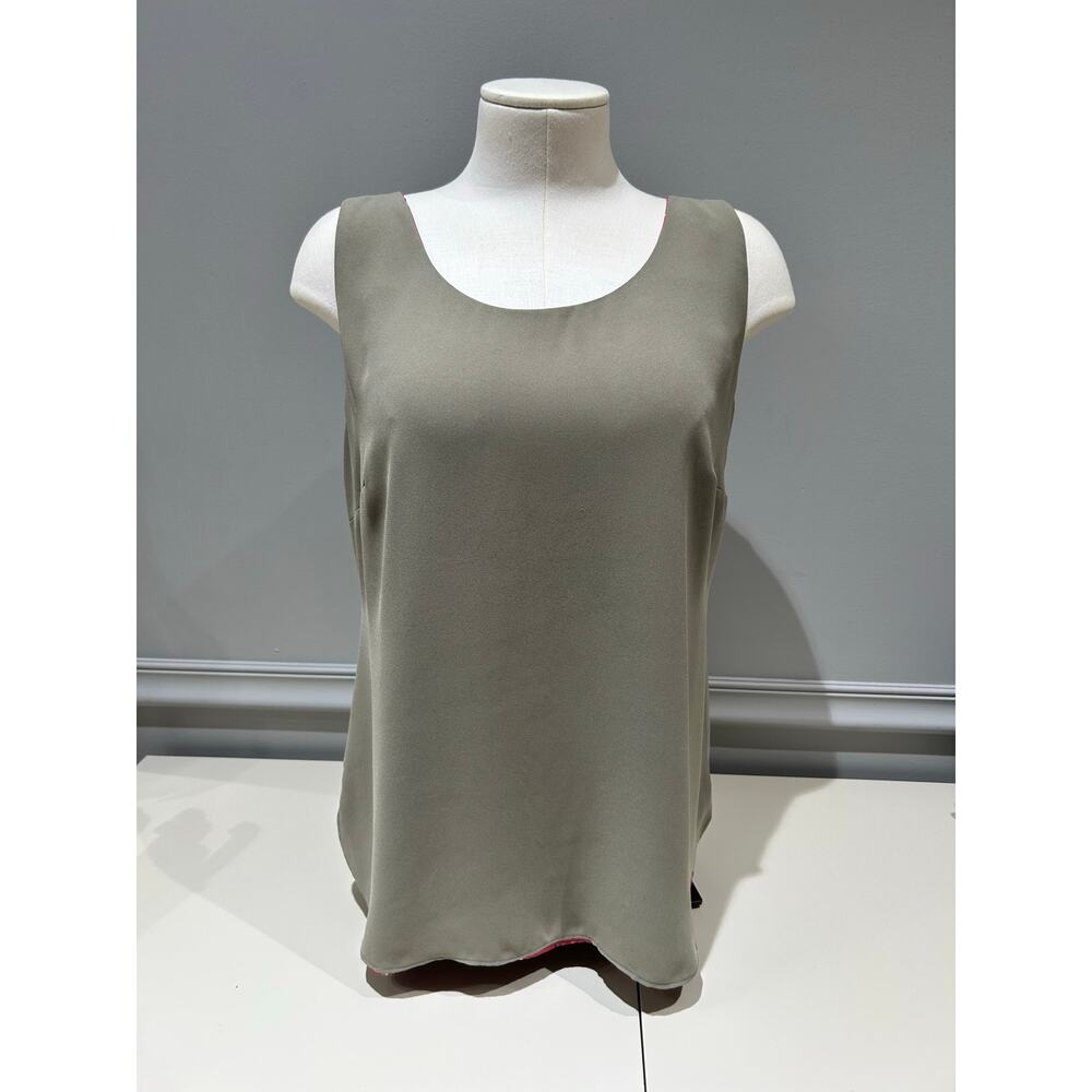 Chico’s Reversible Tank – Red Floral / Army Green – Size 1 (Medium)